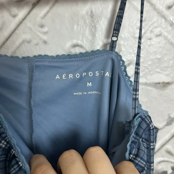 Aeropostale blue plaid babydoll tank dress - Picture 3 of 6